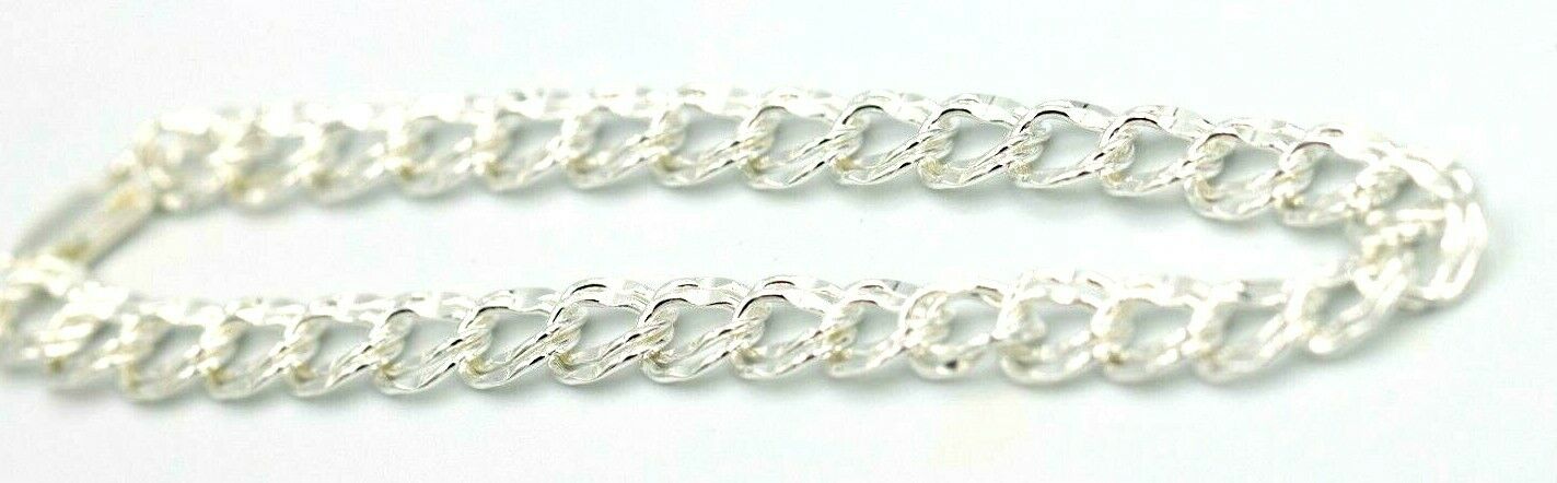 Sterling Silver 925 Double Cable Draped Charm bracelet 19cm long