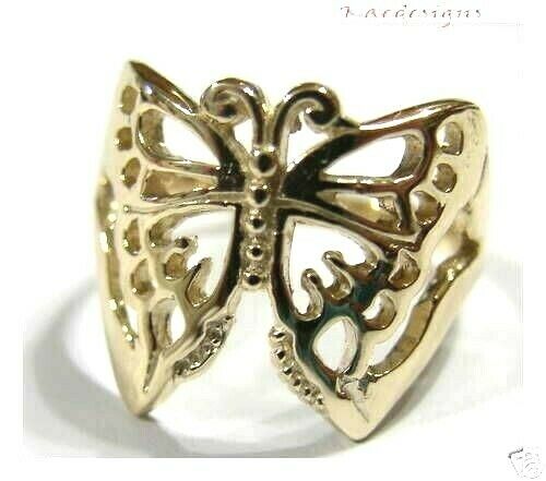 Solid Genuine 9ct White Or Rose Or Yellow Gold Large Butterfly Ring Size Q 236