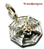 Genuine Solid 9ct 9k 375 Yellow, Rose or White Gold Spider Web Pendant Charm