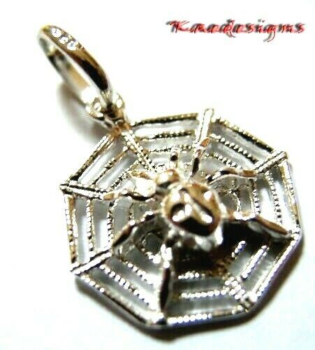Kaedesigns Genuine Solid Sterling Silver 925 Spider Web Pendant Charm