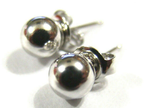 Genuine 14ct White Gold 5mm Stud Ball Earrings With Butterfly Backs