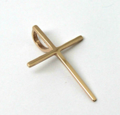 Genuine Solid Delicate 14ct 14K Yellow, Rose Or White Gold Thin Plain Cross Pendant