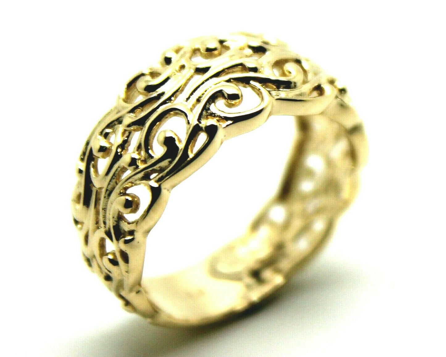 Kaedesigns New 9ct 375 Wide Yellow Gold Wide Flower Filigree Ring - Choose your size