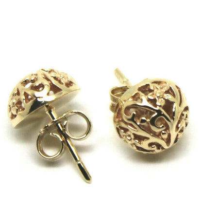 Genuine New 9k 9ct Yellow, Rose or White Gold Half Ball 10mm Stud Filigree Flower Earrings