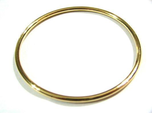 Genuine 9ct 9kt FULL SOLID Heavy Yellow, Rose or White gold 3mm wide GOLF bangle 60mm inside diameter