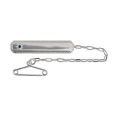 Genuine Sterling Silver Blue Spinel Stone Set Baby Brooch * Free laser engraving