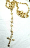 Genuine New 9ct Yellow, Rose or White Gold Ball Rosary Bead Chain Necklace 70cm