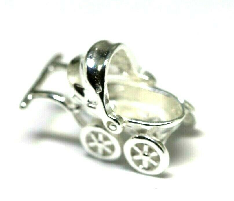 Genuine Sterling Silver 925 Small Pram Pendant Moving Hood Charm