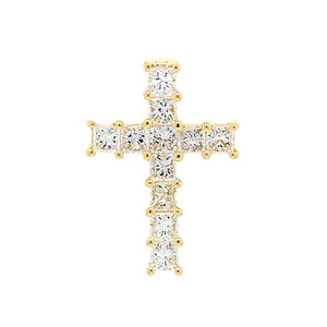 0.50cts New Genuine 18ct 18k 750 Yellow Gold Princess Cut Diamond Cross Pendant