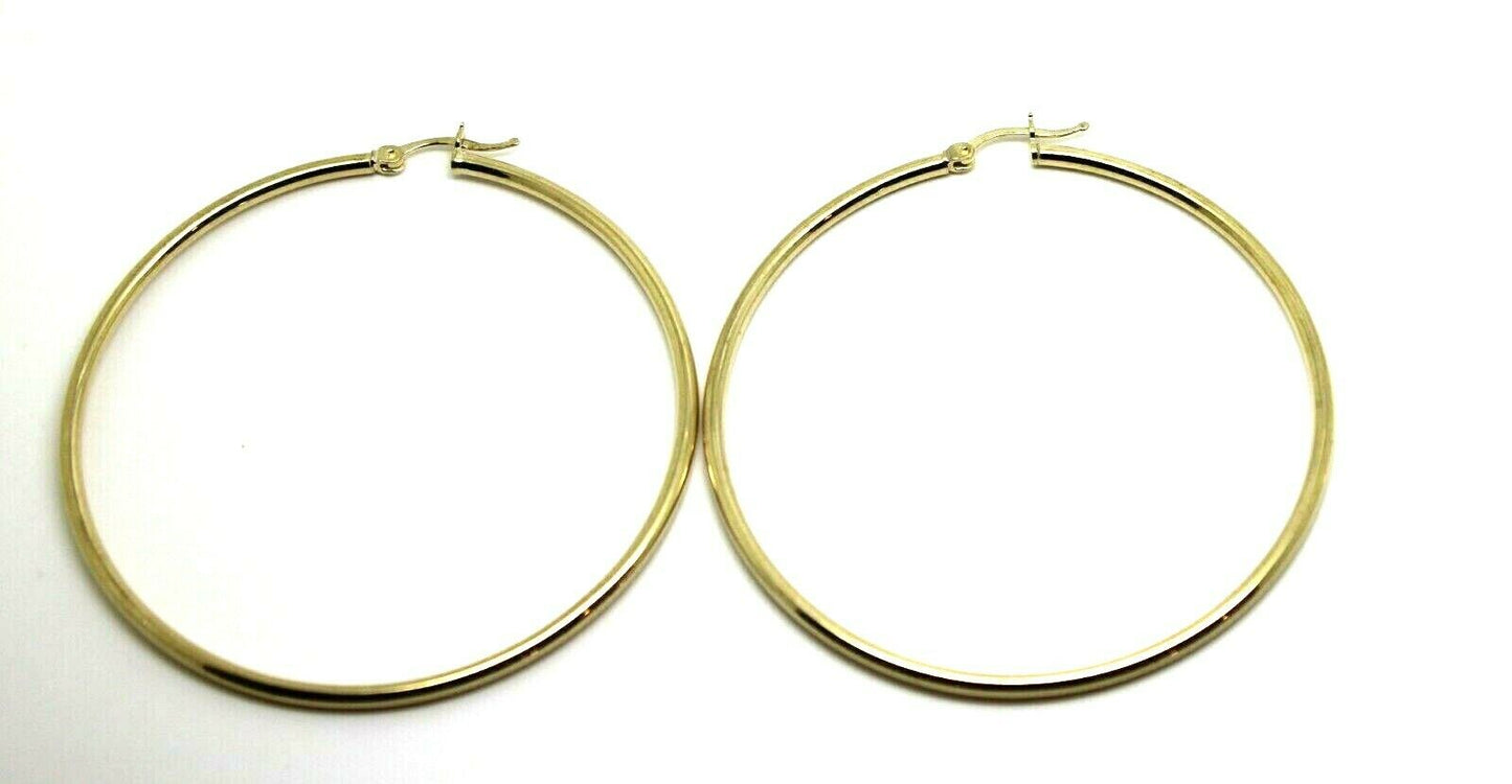 Genuine 9ct Yellow Gold Large 5cm Wide Hollow Hoop Round Earrings