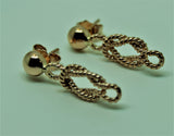 Genuine New 9ct 9k Yellow, Rose or White Gold Swirl Knot Rope Stud & Butterfly Dangle Earrings