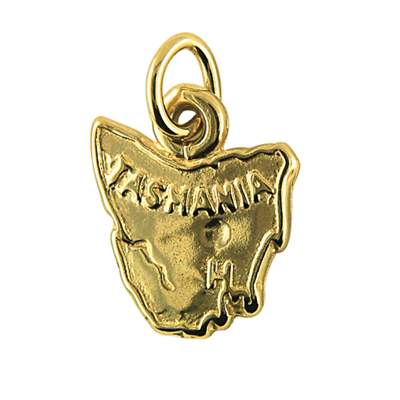 Kaedesigns, Genuine 9K Yellow Gold Tasmanian Map Charm or Pendant