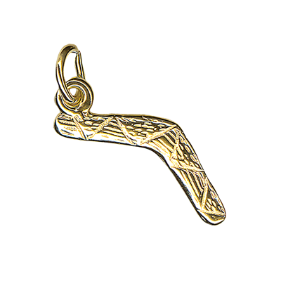 Kaedesigns, Genuine 9K Yellow Gold Boomerang Charm or Pendant