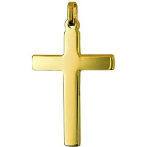 Kaedesigns New Genuine Small 18ct 750 Yellow, Rose or White Gold Plain Flat Cross Pendant 36mm x 23mm