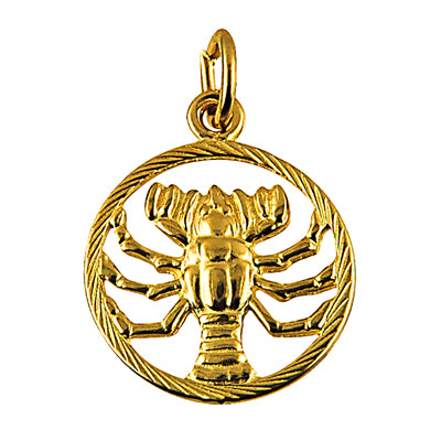 Genuine New 9ct 9k Yellow Gold 14mm Round Cut Out Zodiac Pendant - All star signs available