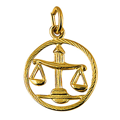 Genuine New 9ct 9k Yellow Gold 14mm Round Cut Out Zodiac Pendant - All star signs available