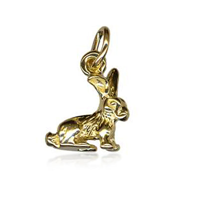 Genuine 9ct Yellow Gold 375 Rabbit Charm or Pendant charm + jump ring