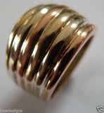 Size S Kaedesigns Genuine Heavy 9ct 9kt Full Solid Three Tone Gold Wide Dome Ring