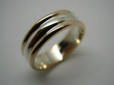 Genuine Full Solid 9ct White & Yellow Gold Heavy Band Ring Size X