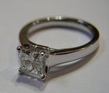 Genuine 18ct 750 White Gold 1ct Princess Cut Cubic Zirconia Engagement Ring