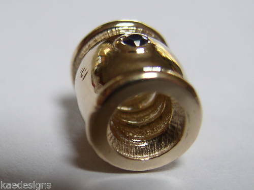 Kaedesigns Genuine 9ct 9k Yellow, Rose or White Gold Blue Sapphire Bead For Charm Bracelet