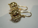 Genuine 9ct 9k Yellow, Rose or White Gold Large Heavy 14mm Euro Ball Drop Filigree Earrings