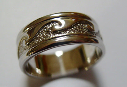 Kaedesigns New Genuine Solid 9ct 9kt Yellow, Rose or White Gold Mens Surf Wave Ring Size X 258