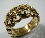 Kaedesigns New 9ct 375 Wide Yellow Gold Wide Flower Filigree Ring - Choose your size