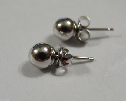Kaedesigns Genuine 14ct White Gold 4mm Stud Ball Earrings With Butterfly Backs
