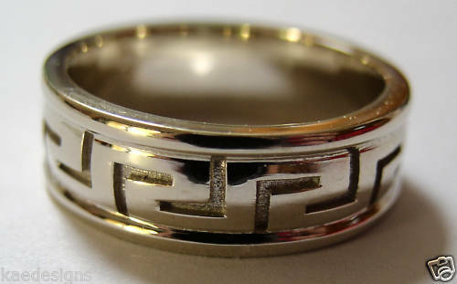 Size Y / 12 Kaedesigns New Genuine Solid 9ct Yellow, Rose or White Gold Heavy Greek Key Ring