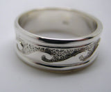 Kaedesigns New Solid Genuine Sterling Silver 925 Surf Wave Ring Size X