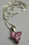 Sterling Silver Pink Stone Pendant & Silver Chain *Free Express Post In Oz