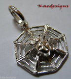 Kaedesigns Genuine Solid Sterling Silver 925 Spider Web Pendant Charm