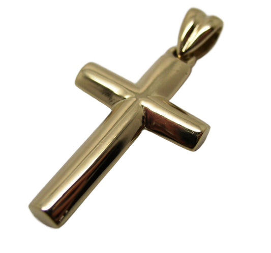 Genuine New Genuine 9ct 9kt Yellow, Rose or White Gold Heavy Plain Cross Pendant 343