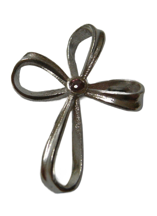Kaedesigns, New Genuine Sterling Silver Cross Pink Sapphire Set Cross  Pendant
