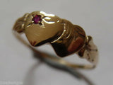 Kaedesigns, Genuine Childs 9ct Yellow, Rose or White Gold Double Heart Ruby Signet Ring