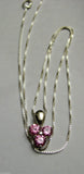 Sterling Silver Pink Stone Pendant & Silver Chain *Free Express Post In Oz