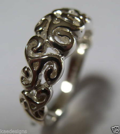 Kaedesigns New Genuine Sterling Silver Solid Swirl Filigree Ring 358
