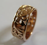 Size Q Genuine Full Solid 375 9ct 9kt Yellow, Rose or White Gold Filigree Ring