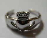 Large Solid 9ct 9k White Gold Irish Claddagh Toe Ring *Free Express Post In Oz*