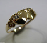 Genuine 9ct Yellow, Rose or White Gold Double Heart White Sapphire Signet Ring