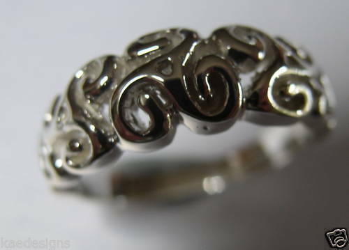 Kaedesigns New Genuine Sterling Silver Solid Swirl Filigree Ring 358