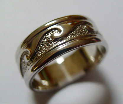 Kaedesigns New Genuine Solid 9ct 9kt Yellow, Rose or White Gold Mens Surf Wave Ring Size X 258