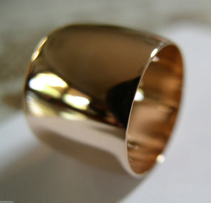 Size O Huge Genuine 9K 9ct 375 Yellow, Rose or White Gold Full Solid 16mm Extra Wide Band Ring