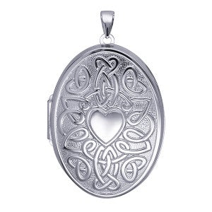 Genuine Sterling Silver 925 Centre Heart Celtic Design 6 Photo Oval Locket