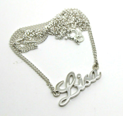 Genuine Sterling Silver 925 Curb Link Chain Lisa Name Plate