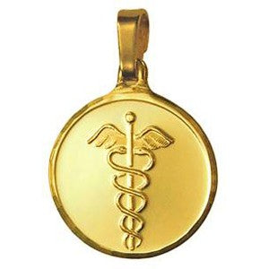 Genuine 9ct 9k Yellow, Rose or White 16mm Medical Alert Disc Pendant