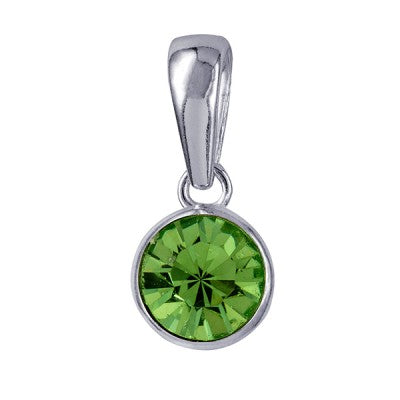 Sterling Silver Peridot Crystal Bezel Set Birthstone Pendant (August Birthstone)
