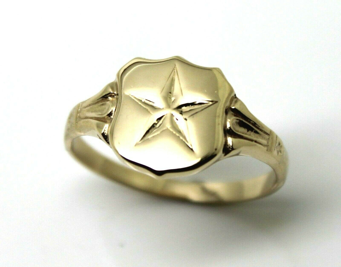 Size W Genuine 9ct Solid Yellow, Rose Or White Gold Large Star Signet Ring 4553