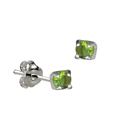 Genuine Sterling Silver 4mm Round Crystal / Cubic Zirconia Birthstone Stud Earrings - Available January to December birthstones